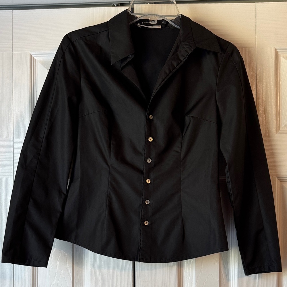 Equipment Black Button Down Shirt Fitted Long Sleeve Made in USA Size S